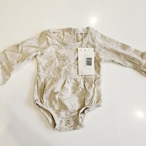 Beige Long Sleeve Baby Onesie